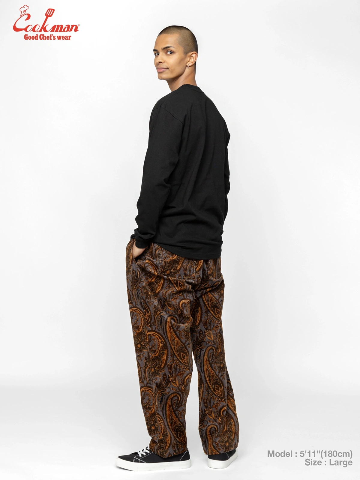 �����եѥ�� Chef Pants Semiwide Corduroy Paisley Brown