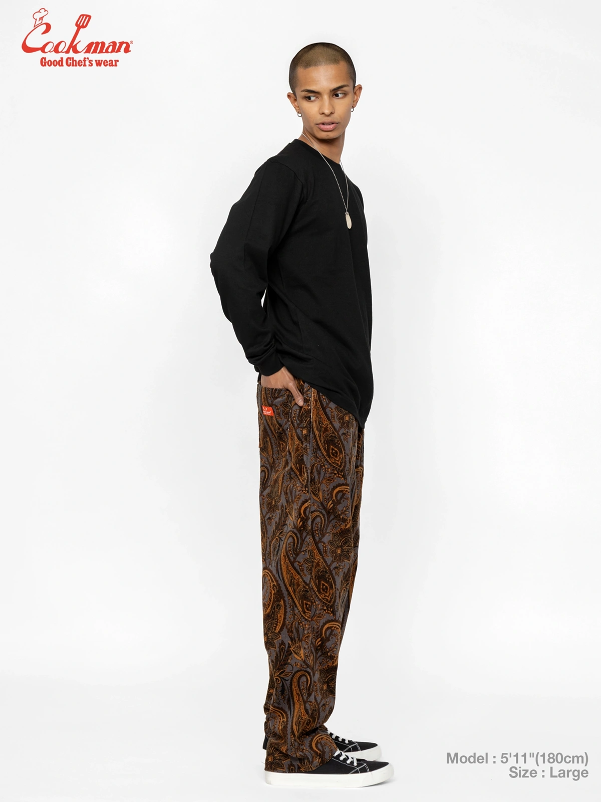 �����եѥ�� Chef Pants Semiwide Corduroy Paisley Brown