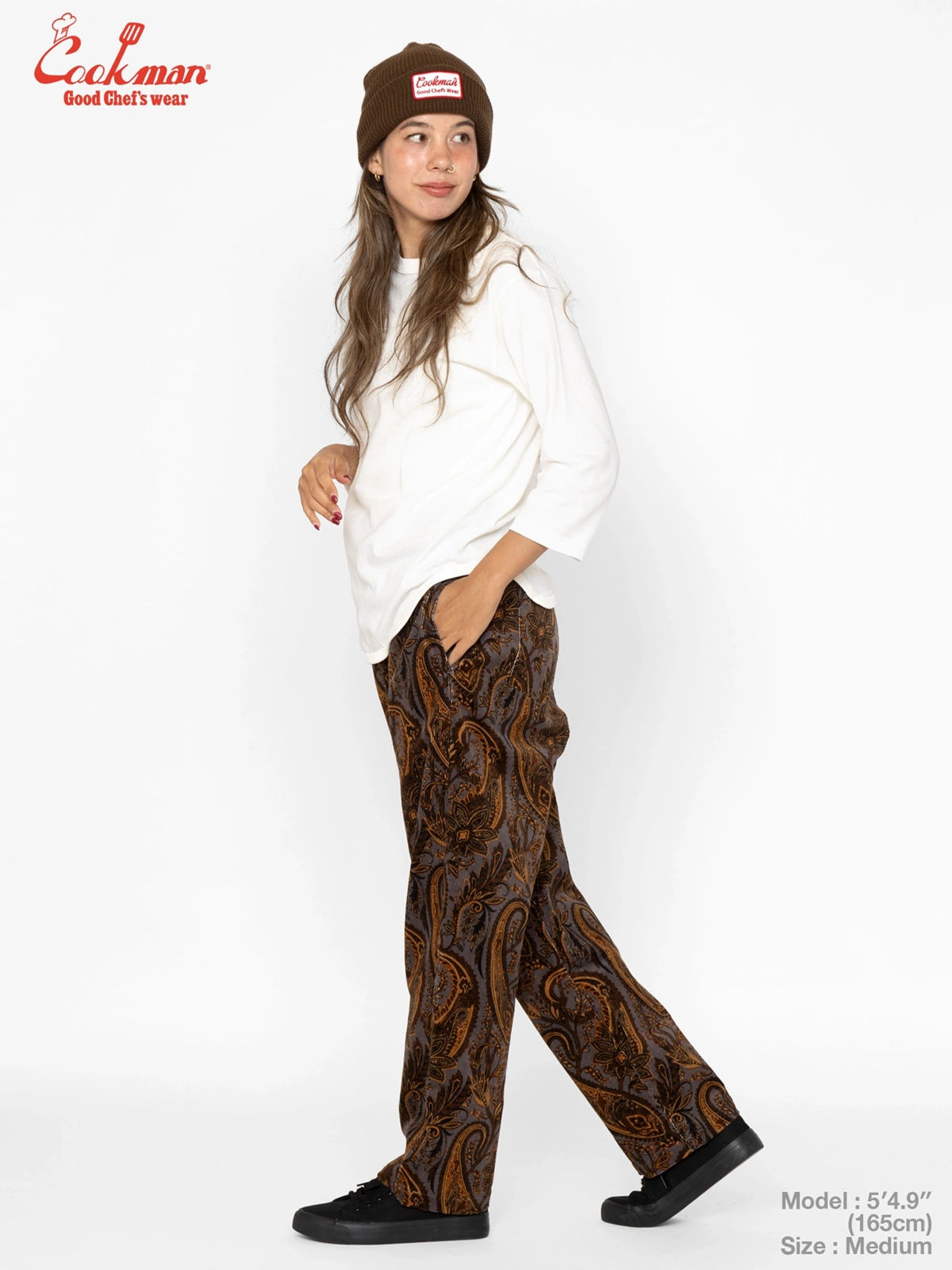 �����եѥ�� Chef Pants Semiwide Corduroy Paisley Brown