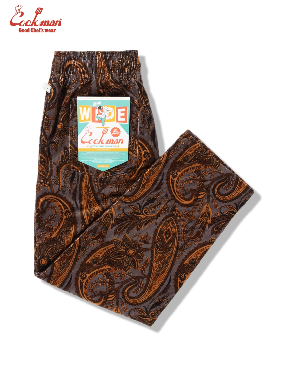 �����եѥ�� Chef Pants Semiwide Corduroy Paisley Brown