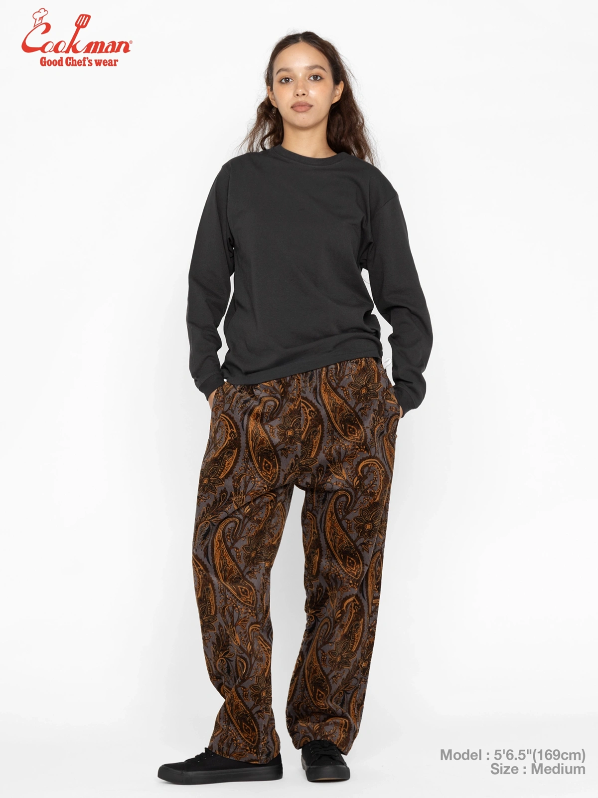 �����եѥ�� Chef Pants Semiwide Corduroy Paisley Brown