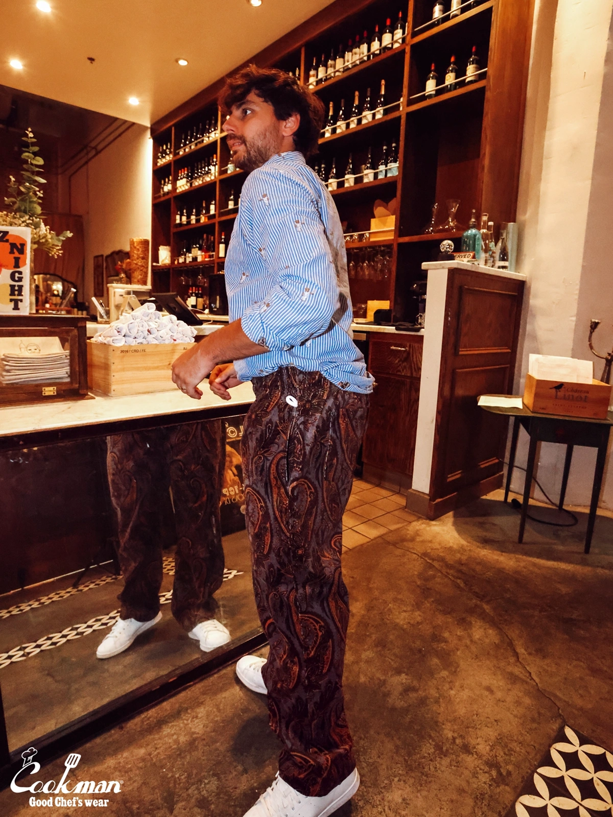 �����եѥ�� Chef Pants Semiwide Corduroy Paisley Brown