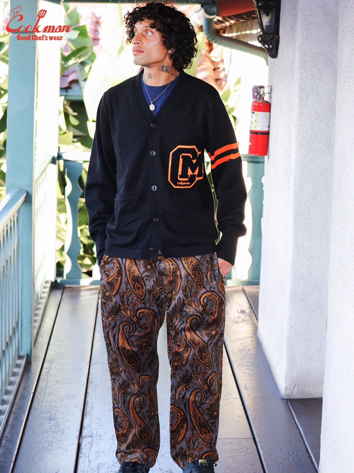 �����եѥ�� Chef Pants Semiwide Corduroy Paisley Brown