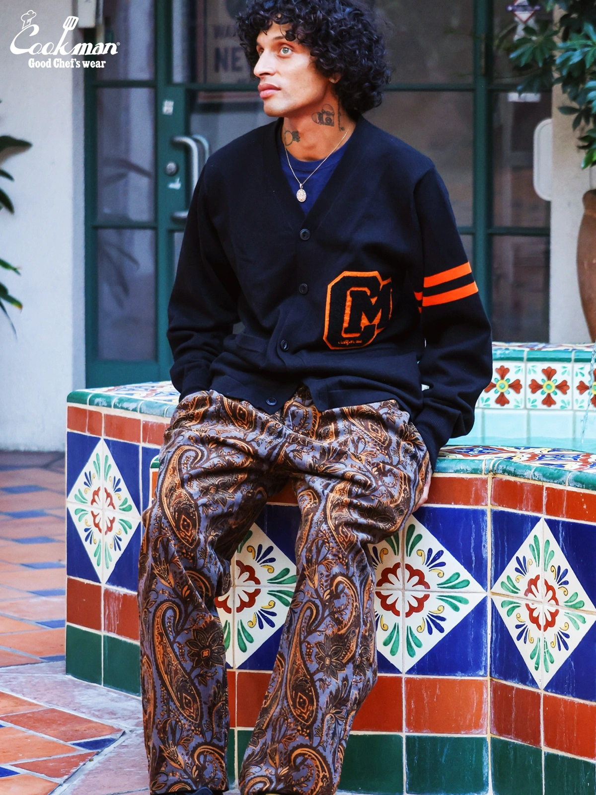 �����եѥ�� Chef Pants Semiwide Corduroy Paisley Brown