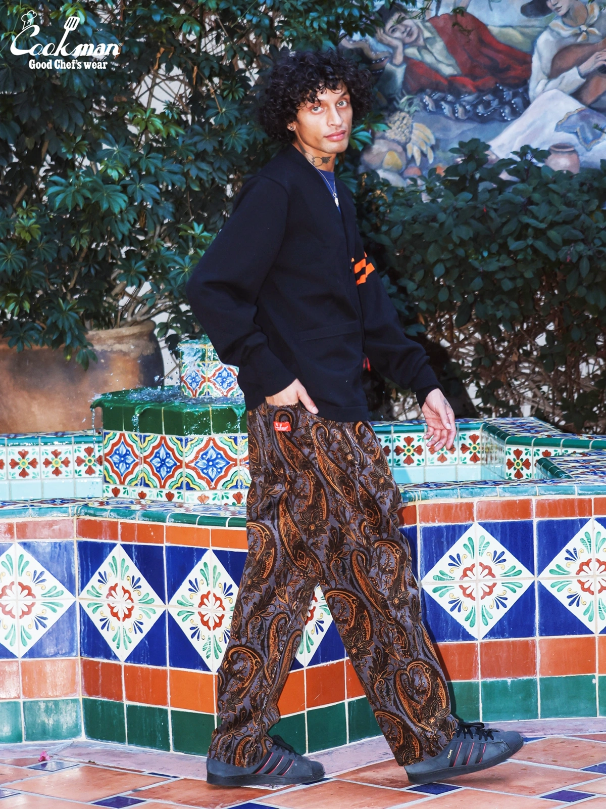 �����եѥ�� Chef Pants Semiwide Corduroy Paisley Brown