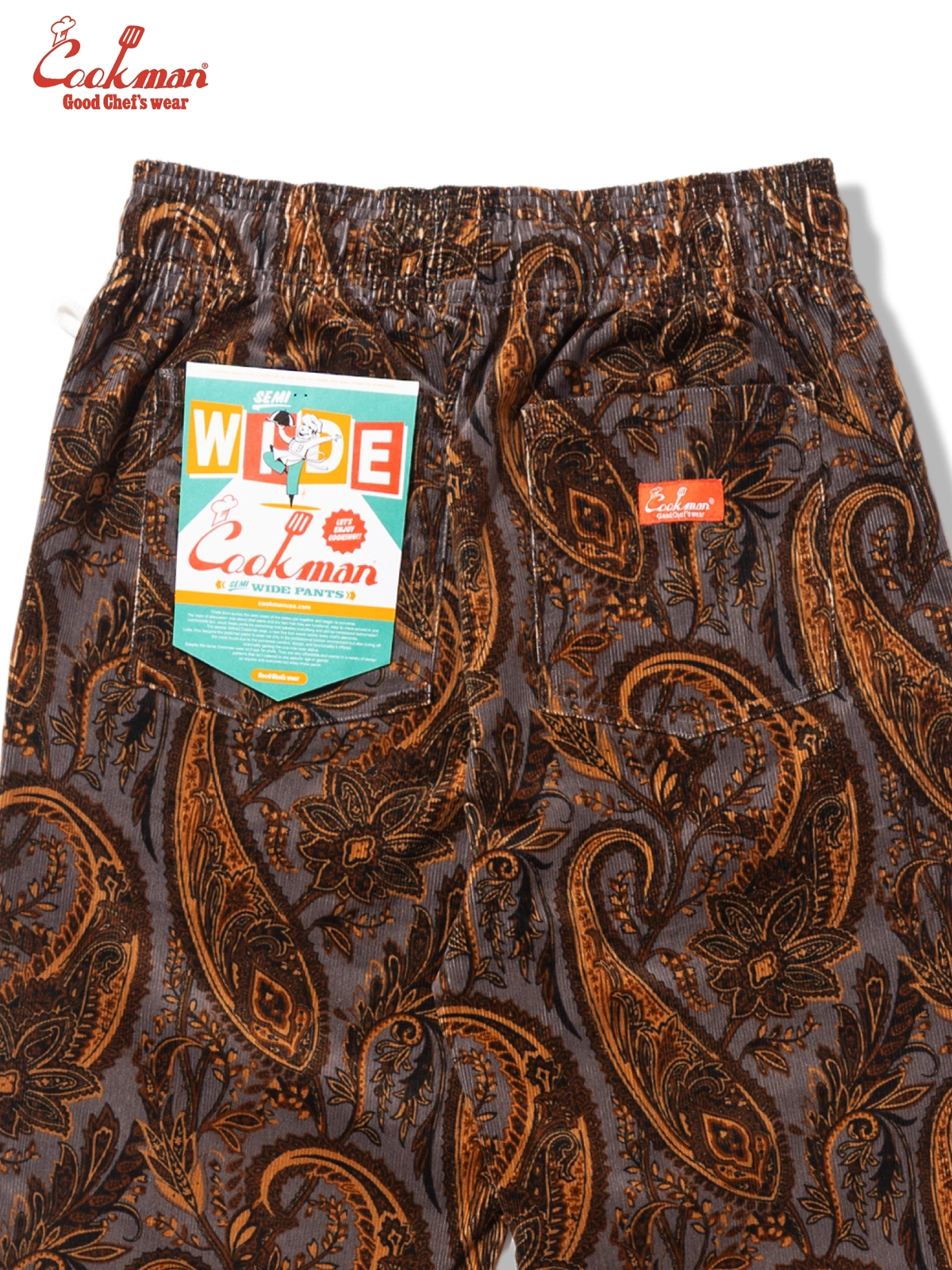 �����եѥ�� Chef Pants Semiwide Corduroy Paisley Brown