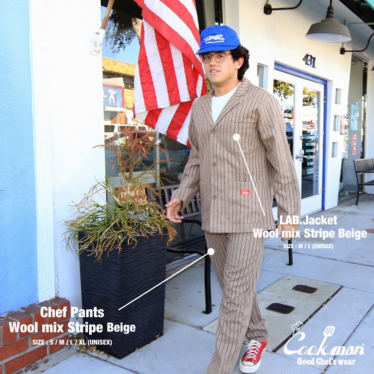 ��ܥ��㥱�å� Lab.Jacket Wool Mix Stripe Beige