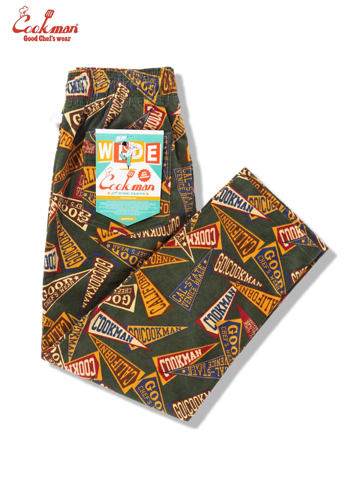 �����եѥ�� Chef Pants Semiwide Corduroy Pennant Green