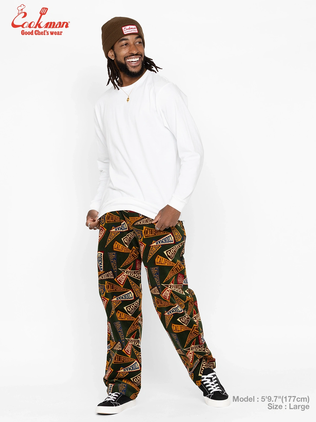 �����եѥ�� Chef Pants Semiwide Corduroy Pennant Green
