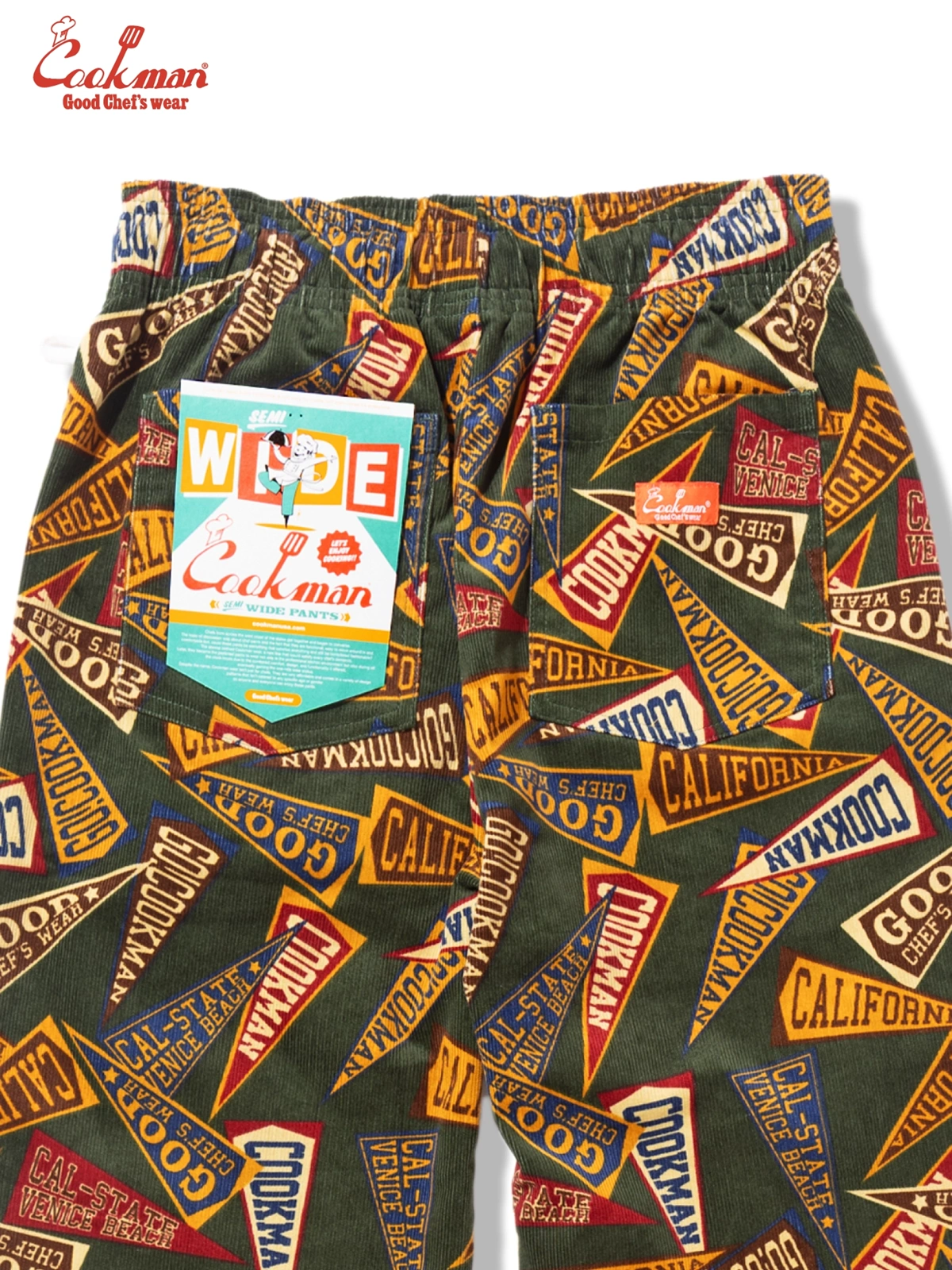 �����եѥ�� Chef Pants Semiwide Corduroy Pennant Green