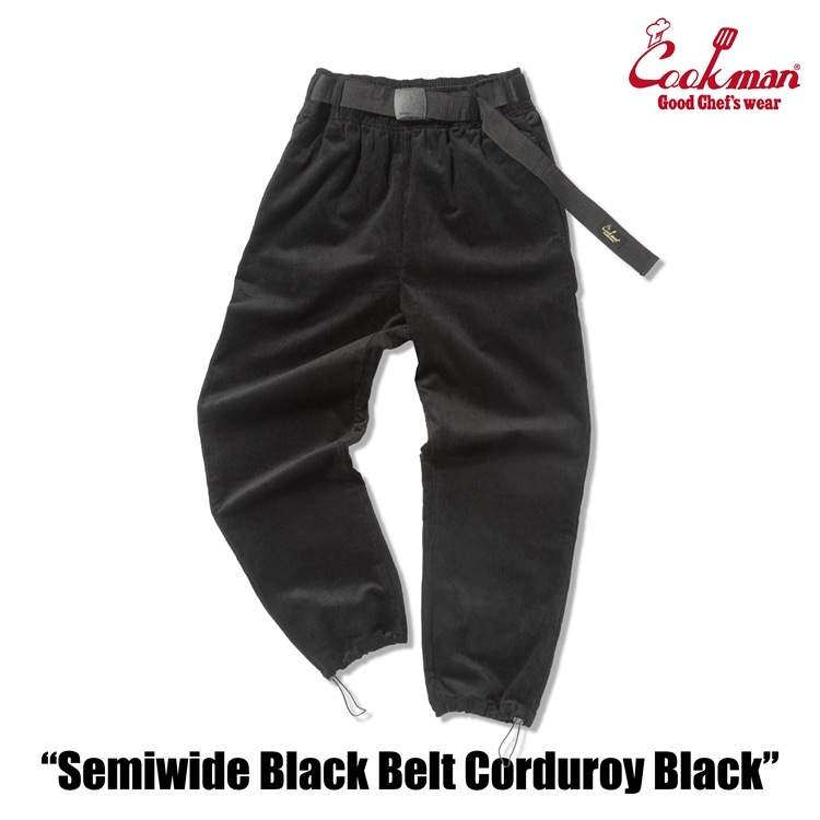 �����եѥ�� Chef Pants SemiwideBlack Belt Corduroy Black