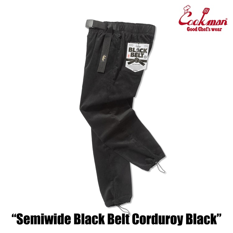 �����եѥ�� Chef Pants SemiwideBlack Belt Corduroy Black
