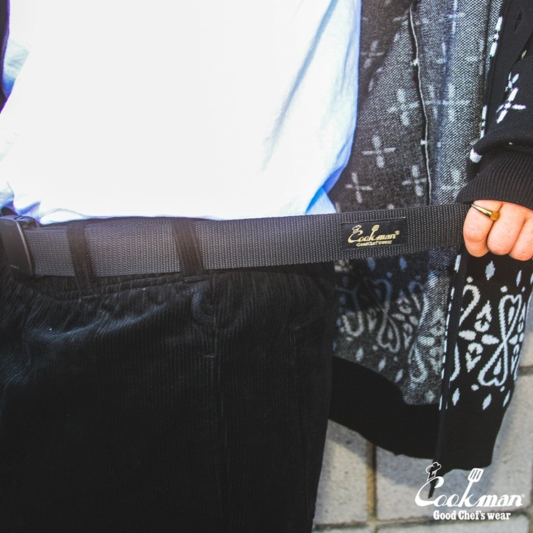 �����եѥ�� Chef Pants SemiwideBlack Belt Corduroy Black