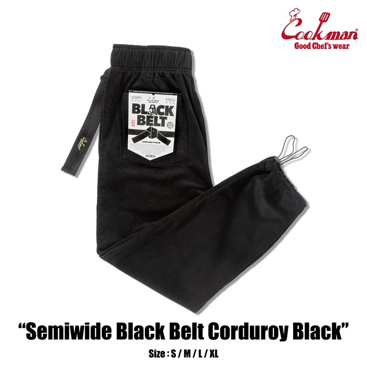 �����եѥ�� Chef Pants SemiwideBlack Belt Corduroy Black