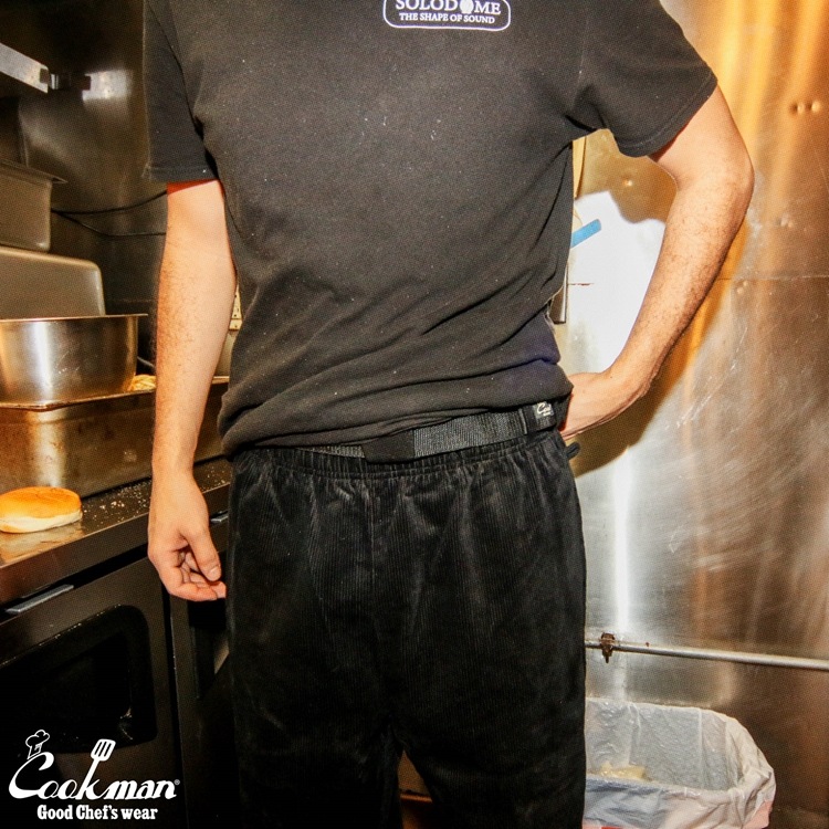 �����եѥ�� Chef Pants SemiwideBlack Belt Corduroy Black