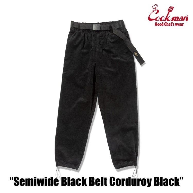 �����եѥ�� Chef Pants SemiwideBlack Belt Corduroy Black