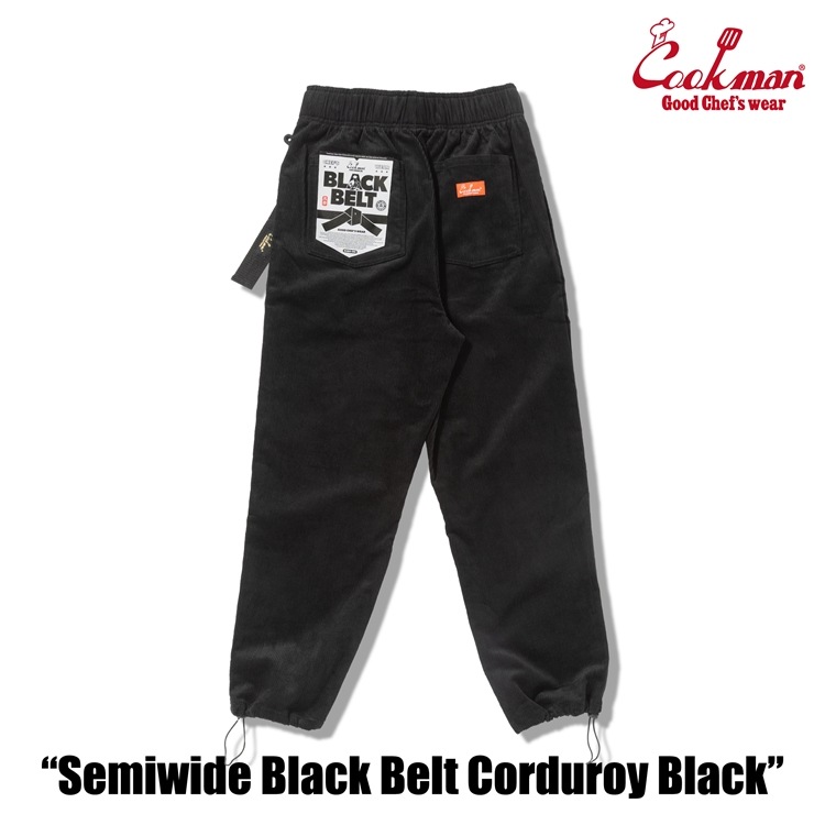 �����եѥ�� Chef Pants SemiwideBlack Belt Corduroy Black
