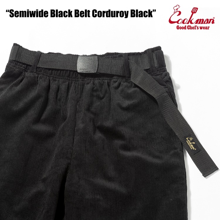 �����եѥ�� Chef Pants SemiwideBlack Belt Corduroy Black