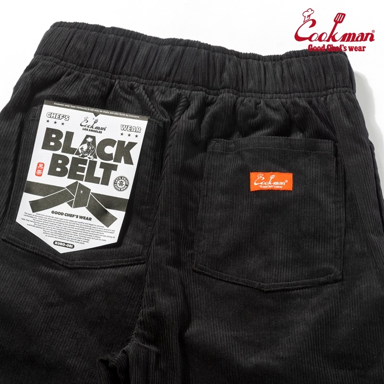 �����եѥ�� Chef Pants SemiwideBlack Belt Corduroy Black