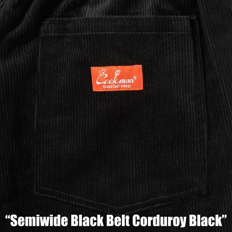 �����եѥ�� Chef Pants SemiwideBlack Belt Corduroy Black