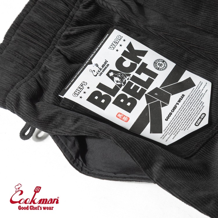 �����եѥ�� Chef Pants SemiwideBlack Belt Corduroy Black