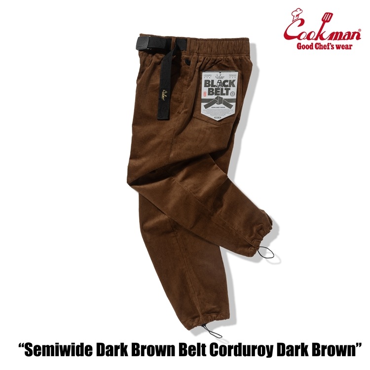 �����եѥ�� Chef Pants SemiwideBlack Belt Corduroy Dark Brown