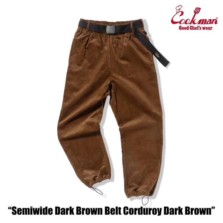 �����եѥ�� Chef Pants SemiwideBlack Belt Corduroy Dark Brown
