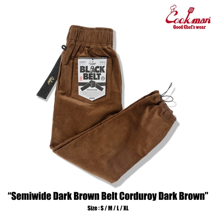�����եѥ�� Chef Pants SemiwideBlack Belt Corduroy Dark Brown