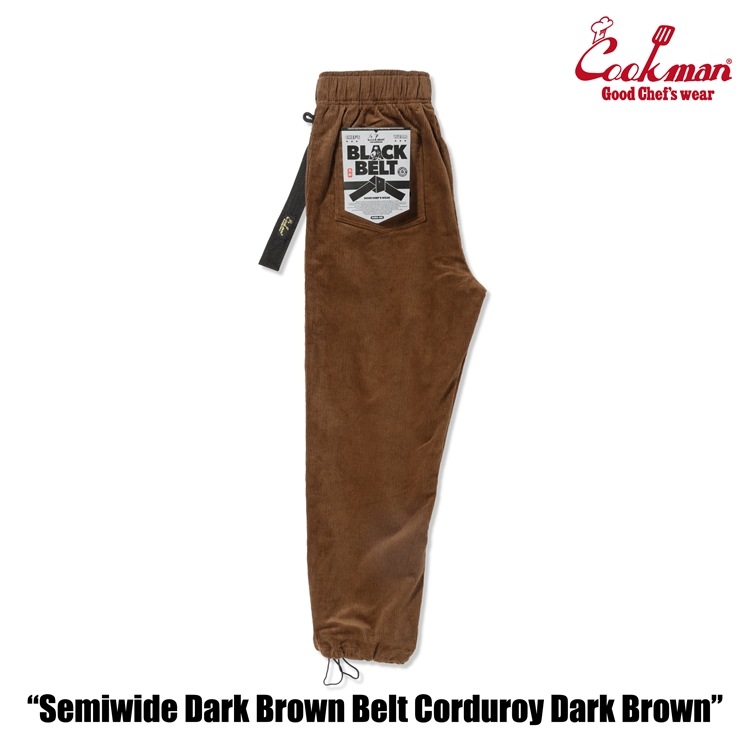 �����եѥ�� Chef Pants SemiwideBlack Belt Corduroy Dark Brown