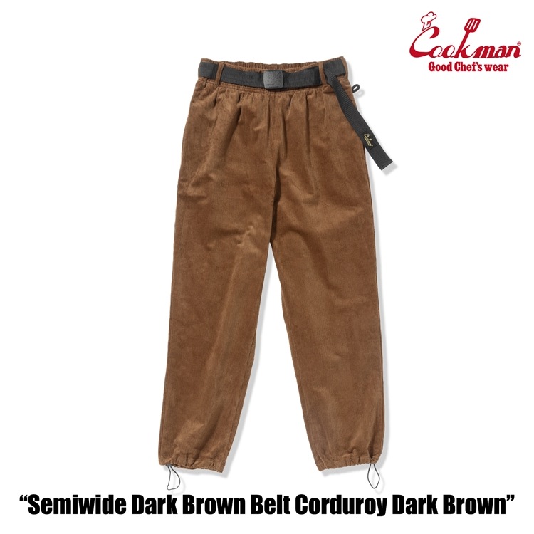 �����եѥ�� Chef Pants SemiwideBlack Belt Corduroy Dark Brown