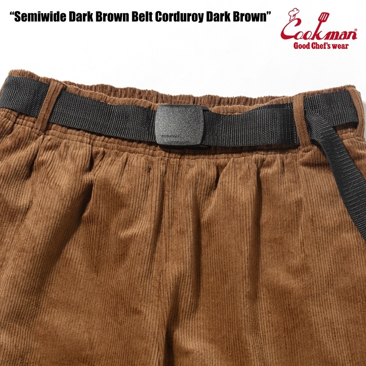 �����եѥ�� Chef Pants SemiwideBlack Belt Corduroy Dark Brown