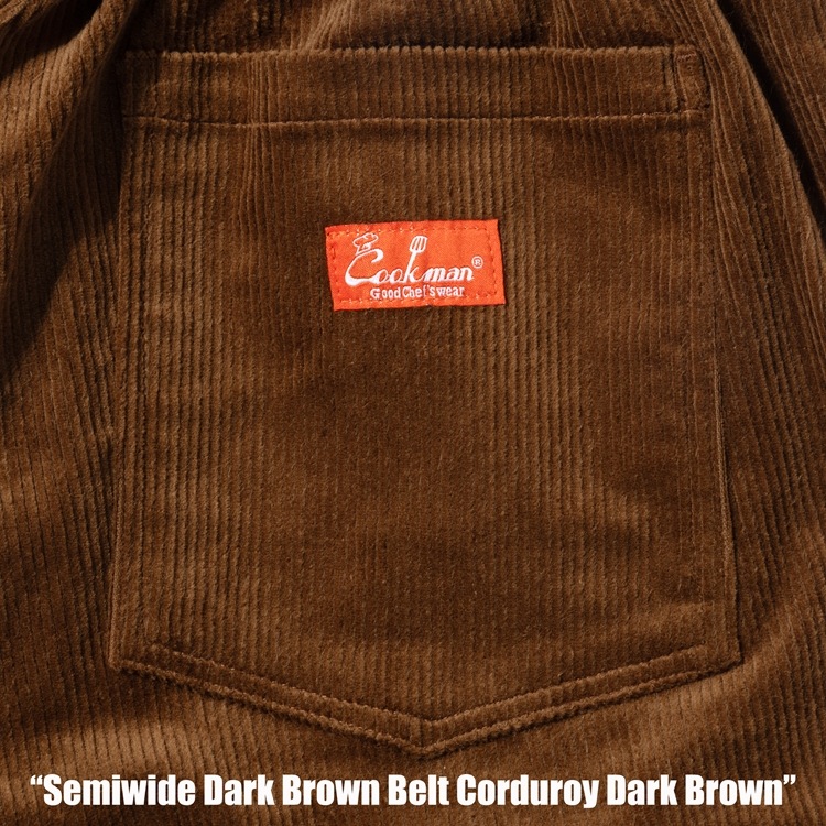�����եѥ�� Chef Pants SemiwideBlack Belt Corduroy Dark Brown