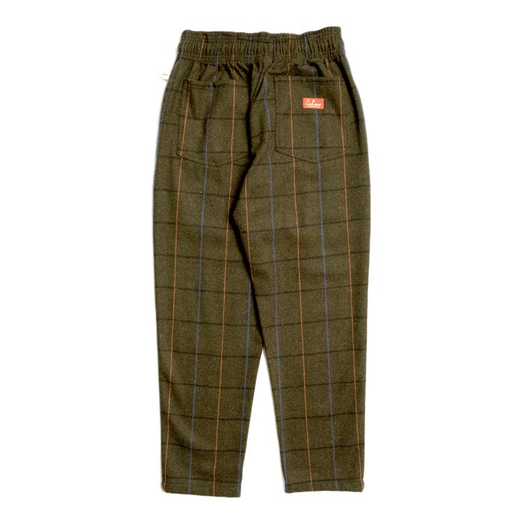 եѥ Chef Pants Wool Mix Check Olive Green