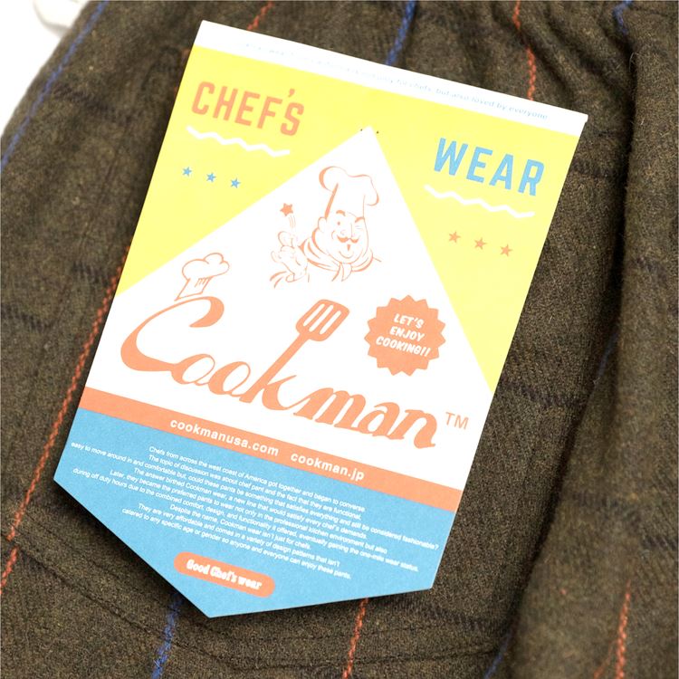 եѥ Chef Pants Wool Mix Check Olive Green