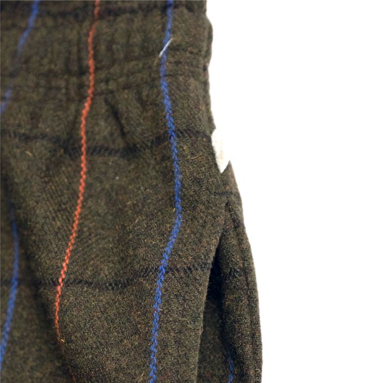 եѥ Chef Pants Wool Mix Check Olive Green
