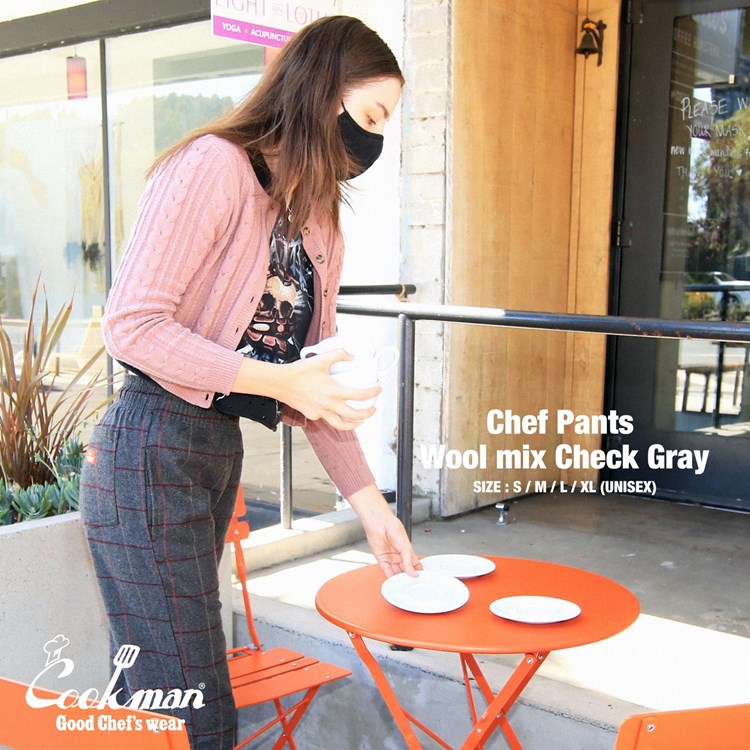 �����եѥ�� Chef Pants Wool Mix Check Gray