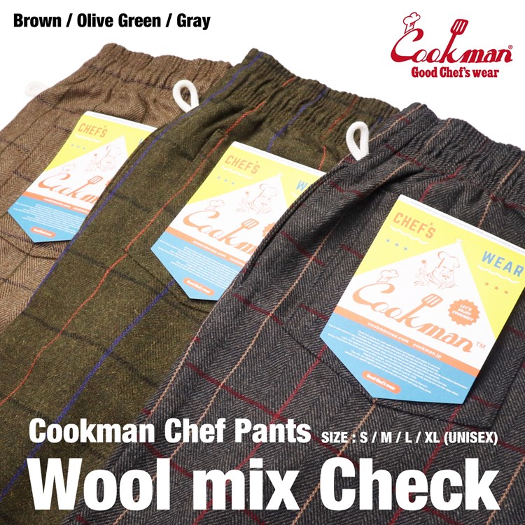 �����եѥ�� Chef Pants Wool Mix Check Gray
