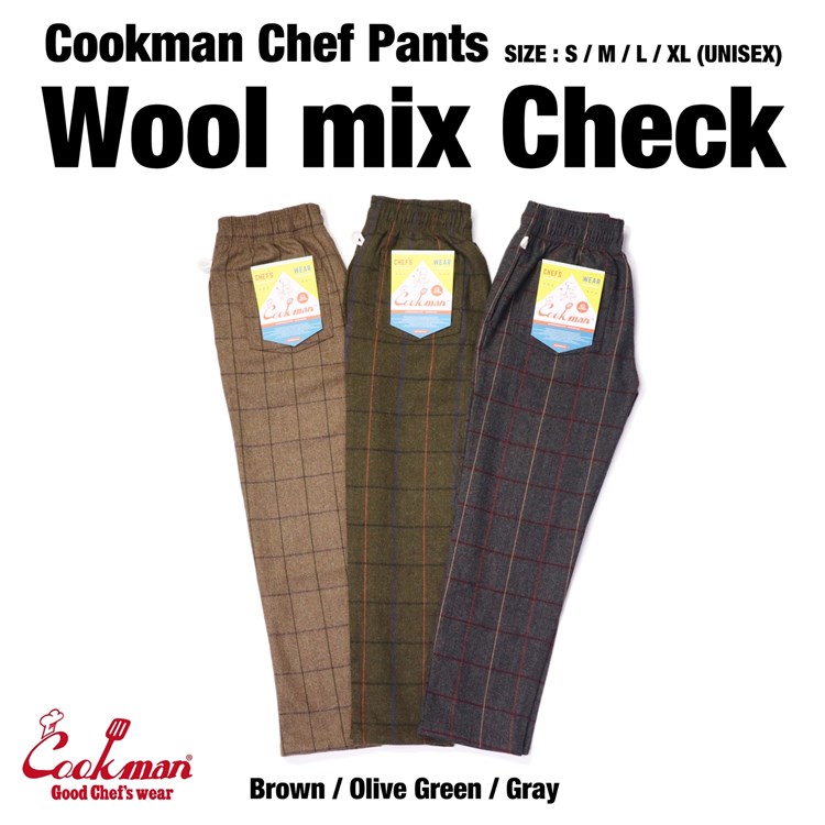 �����եѥ�� Chef Pants Wool Mix Check Gray