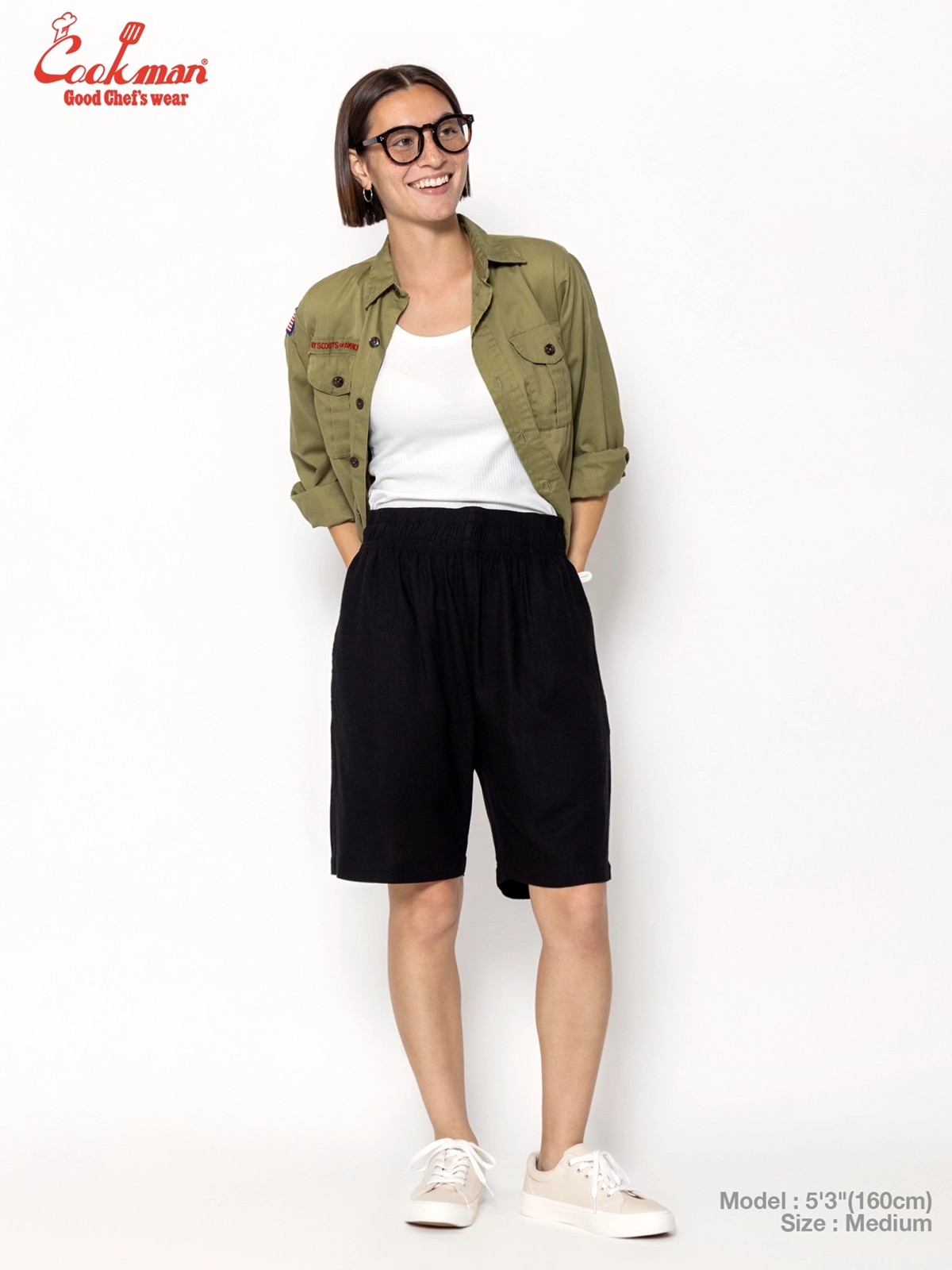 �����եѥ�� Chef Pants Short Linen Black