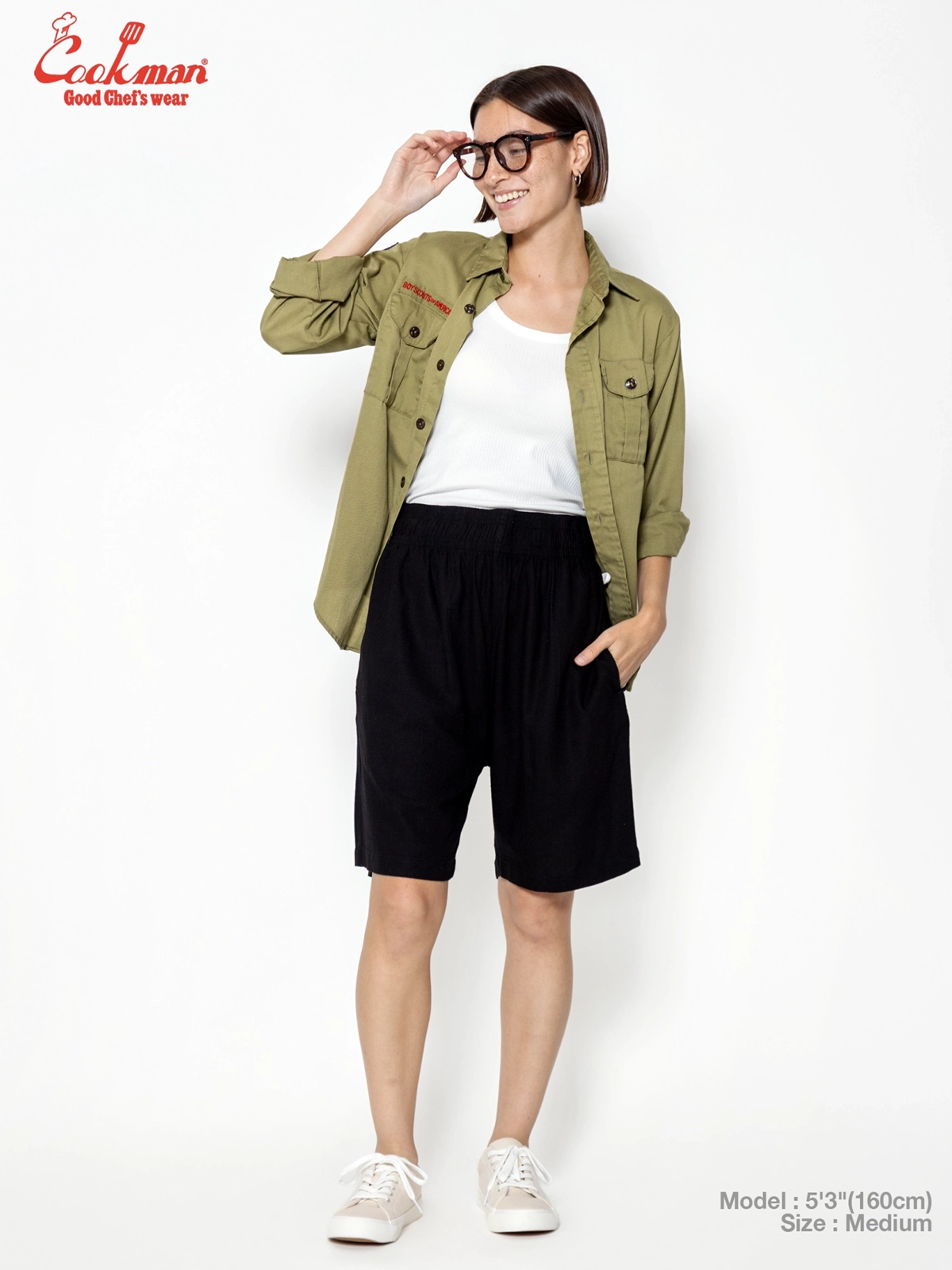 �����եѥ�� Chef Pants Short Linen Black