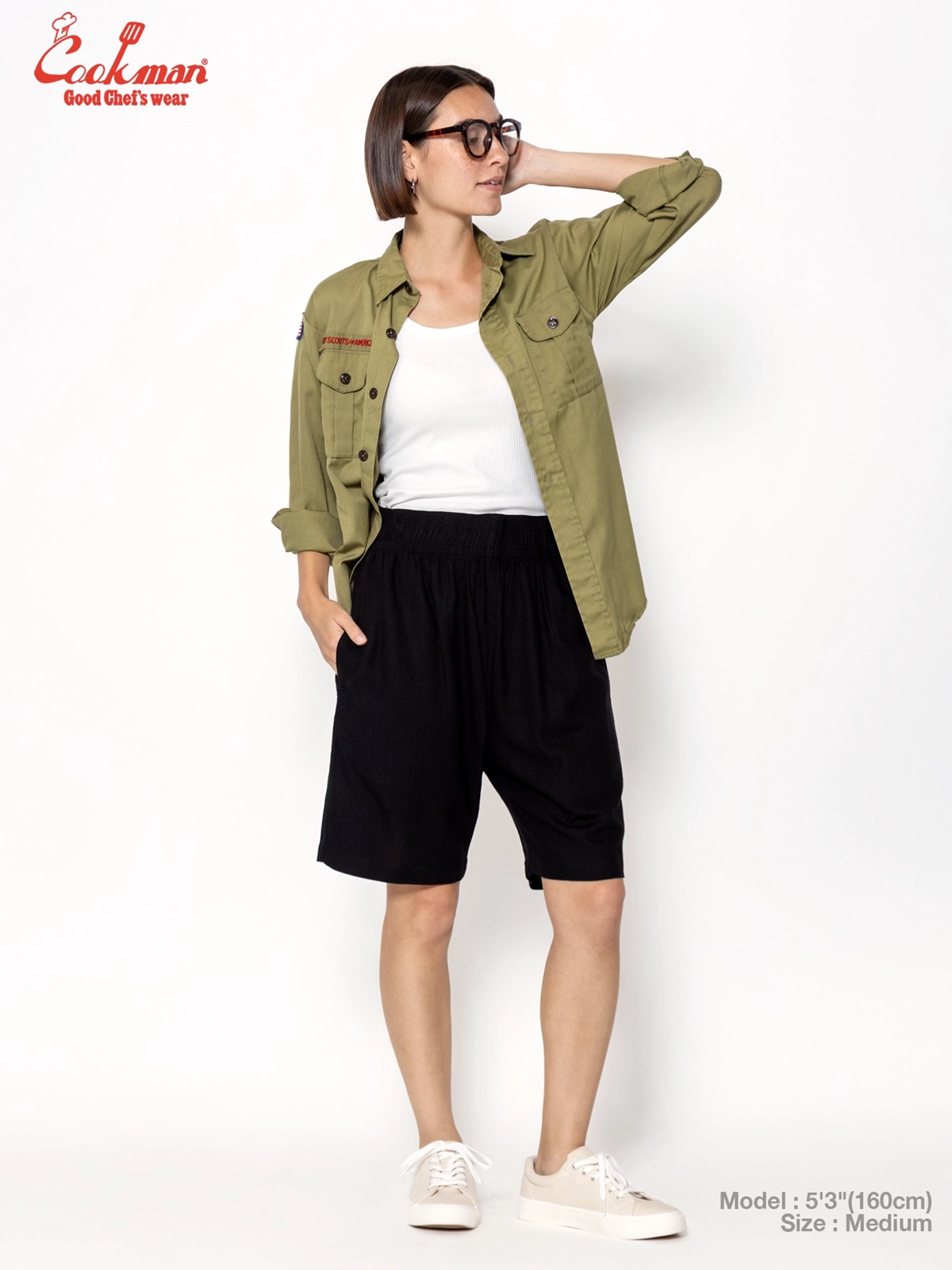 �����եѥ�� Chef Pants Short Linen Black