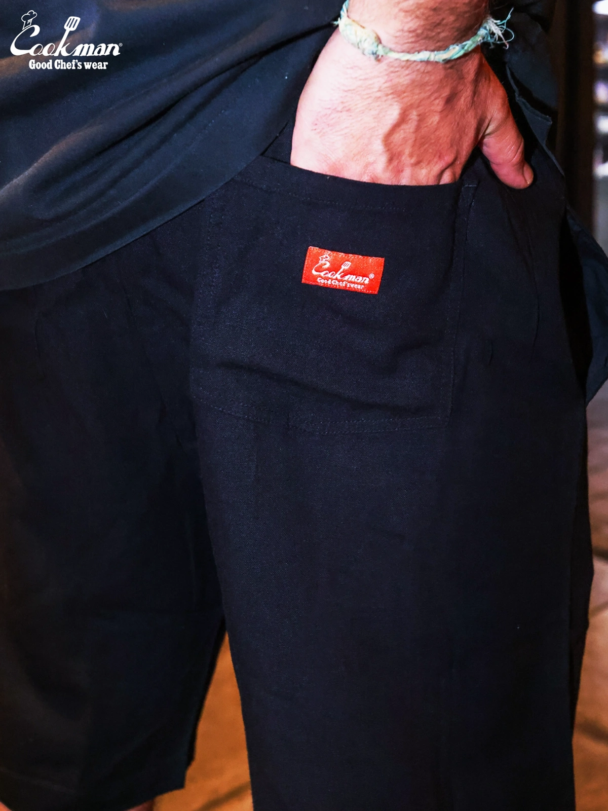 �����եѥ�� Chef Pants Short Linen Black