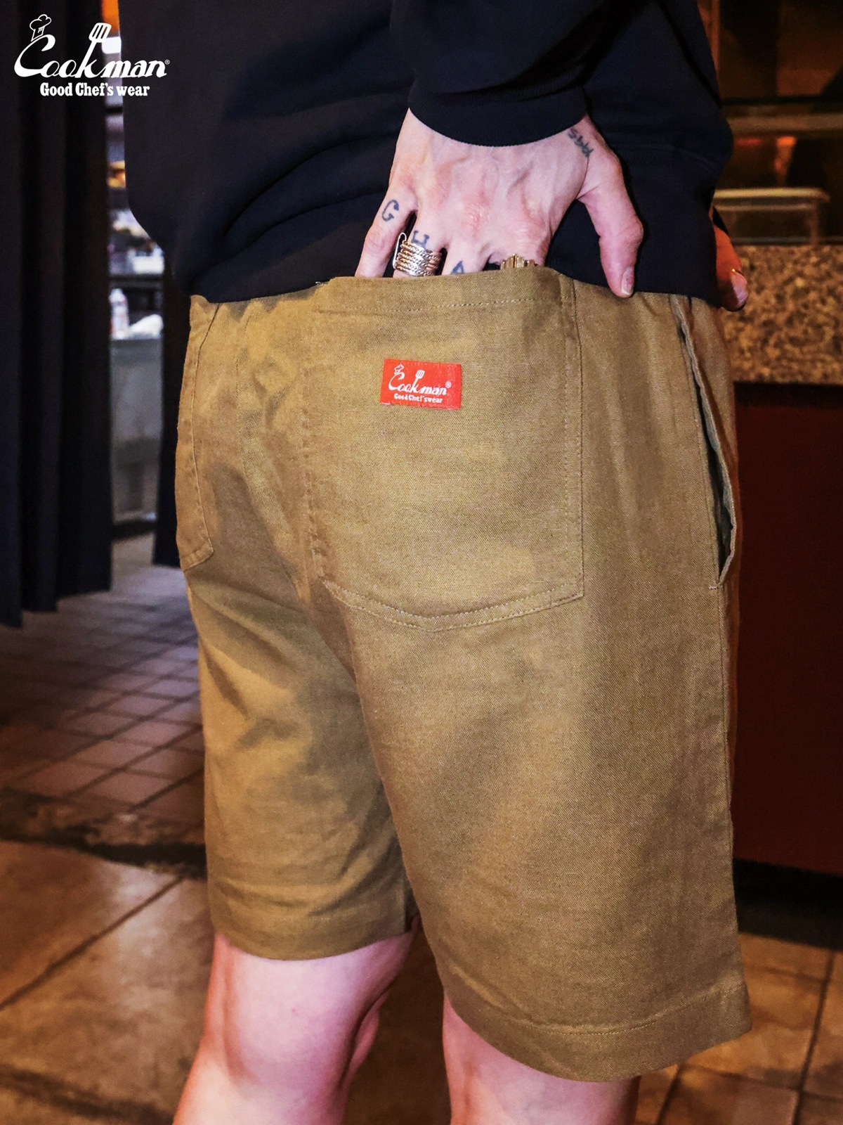 �����եѥ�� Chef Pants Short Linen Olive