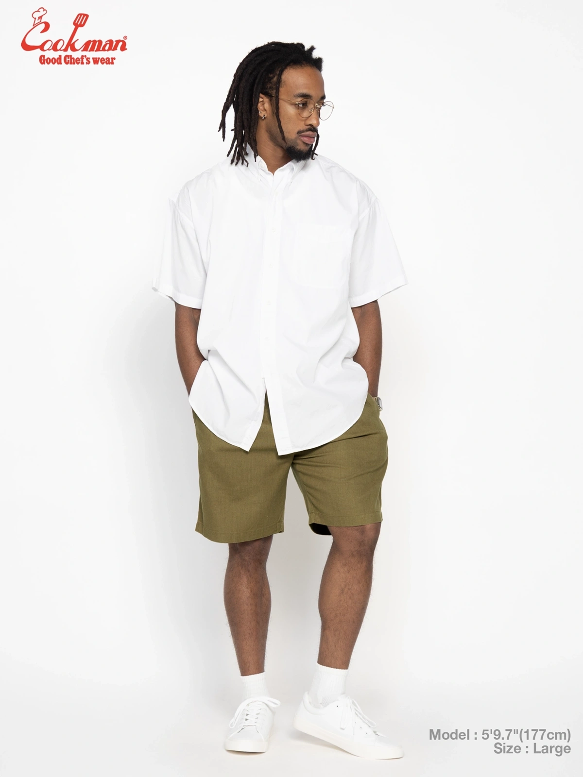 �����եѥ�� Chef Pants Short Linen Olive