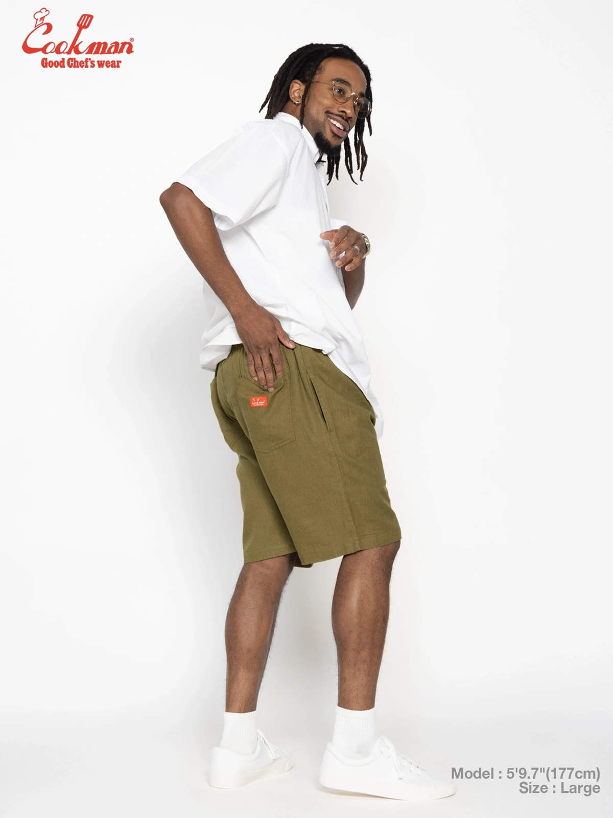 �����եѥ�� Chef Pants Short Linen Olive