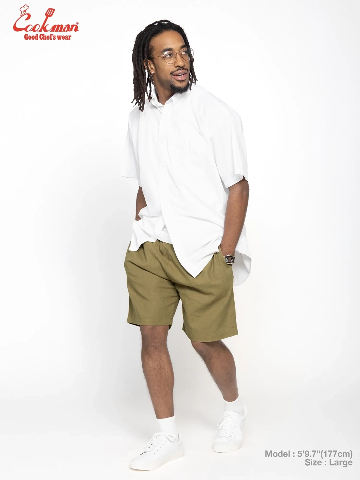 �����եѥ�� Chef Pants Short Linen Olive