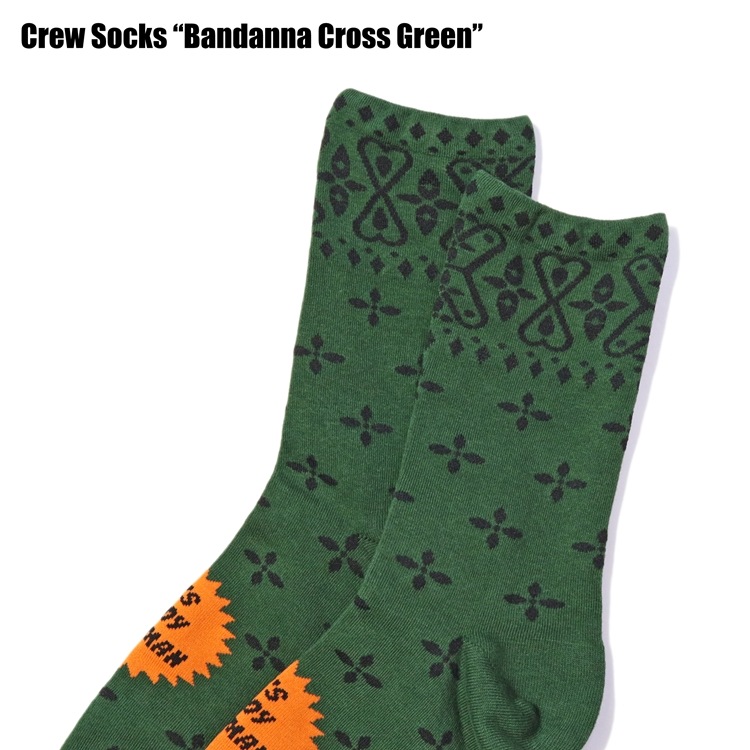 å Crew Socks Bandanna Cross Green