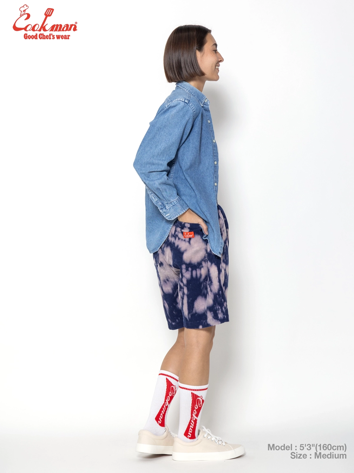 �����եѥ�� Chef Pants Short Corduroy Bleach Navy