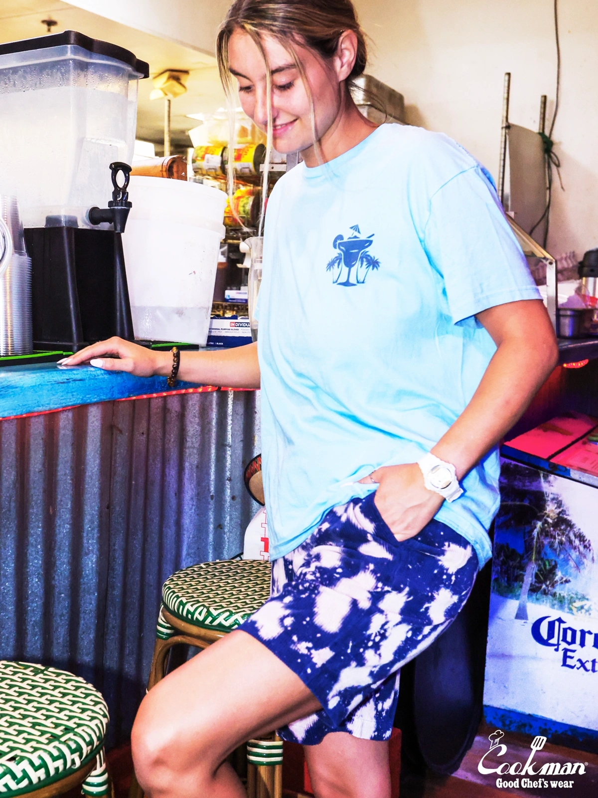 �����եѥ�� Chef Pants Short Corduroy Bleach Navy