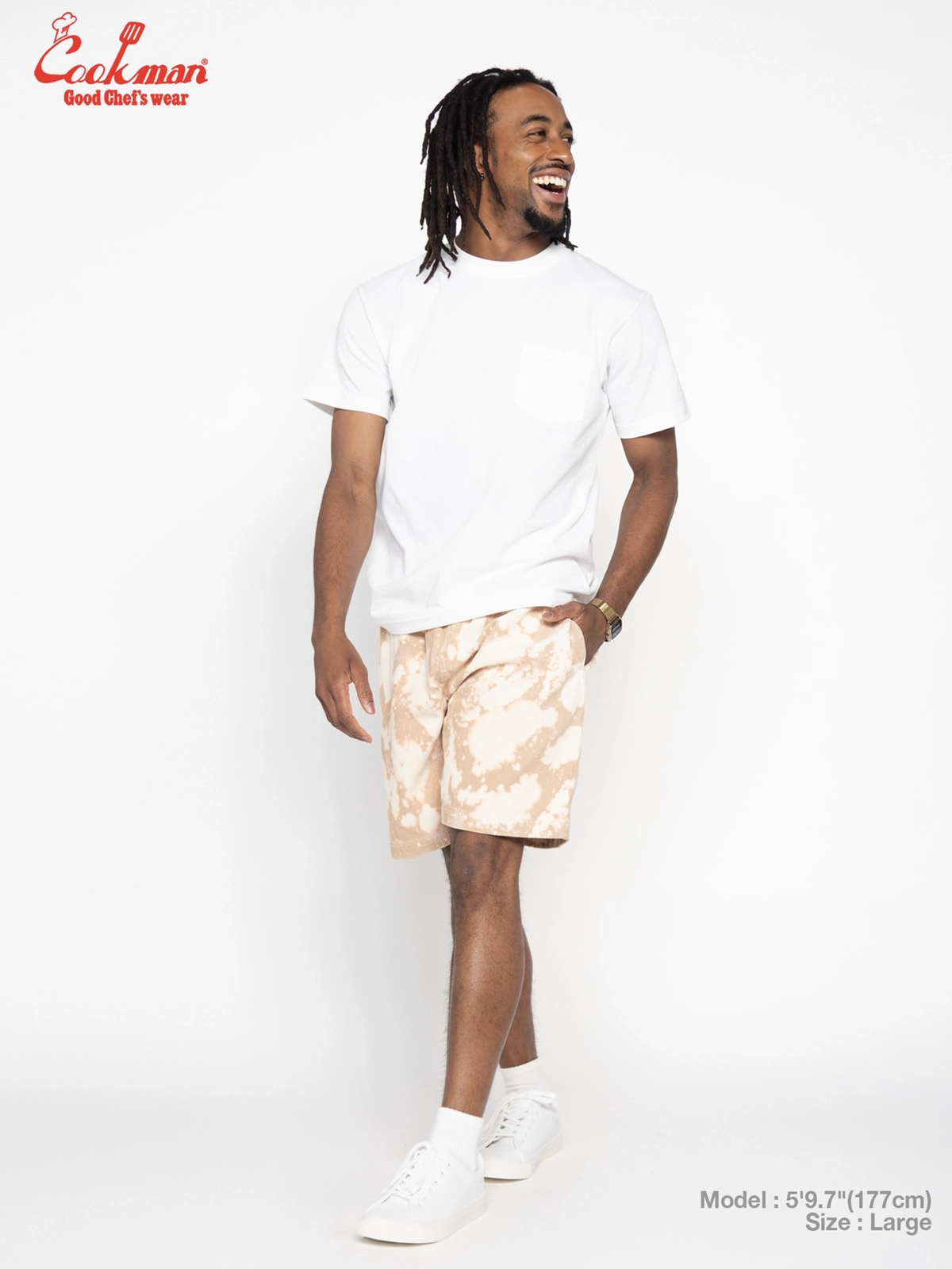 �����եѥ�� Chef Pants Short Corduroy Bleach Beige